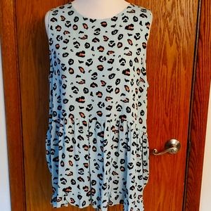 MTS sleeveless Mint Black and Pink Animal Print Top Size 1XL NEW WITH TAGS